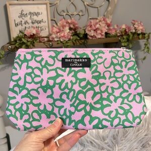Cosmetic Bag Pink Green Flowers New